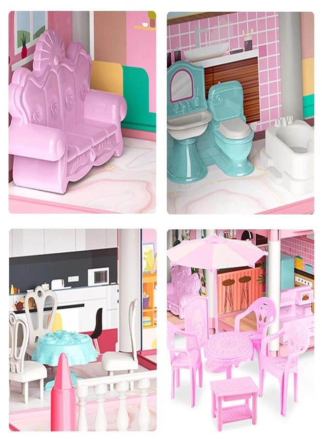 JALKAR Play Dollhouse for Girls, 5 Rooms Kids Dollhouse with Doll Toy Figure, Furniture and Accessories, Doll House Gift Toys for Kids Girls Ages 3 & Up - Image 2